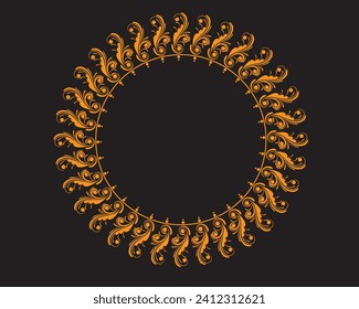 Floral circular or round frame design concept isolated on dark background - vector illustration
