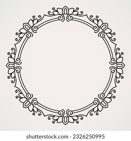 Floral Circular Vintage Border. suitable for henna, tattoos, photos, coloring books. islam, hindu,Buddha, india, pakistan, chinese, arab