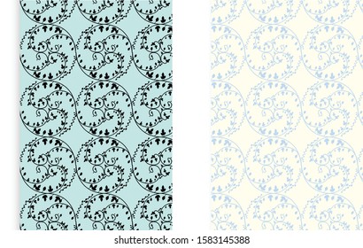floral circular wreath - seamless vector pattern