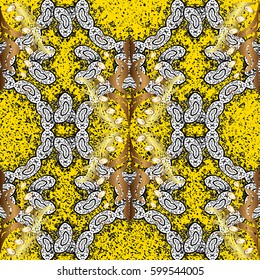 Floral classic texture. Gold template. Vector. Design vintage for card, wallpaper, wrapping, textile. Pattern golden elements. Royal retro background.