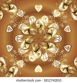 Floral classic texture. Royal retro background. Pattern golden elements. Gold template. Vector. Design vintage for card, wallpaper, wrapping, textile.