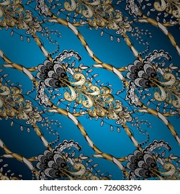 Floral classic texture. Royal retro background. Ornamental pattern golden elements. Design vintage for card, wallpaper, wrapping, textile. Vector illustration. Gold template.