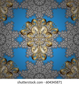 Floral classic texture. Seamless pattern golden elements. Design vintage for card, wallpaper, wrapping, textile. Vector illustration. Gold template. Royal retro background.