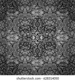 Floral classic texture. Seamless pattern gray elements. Gray template. Vector illustration. Royal retro on gray background. Design vintage for card, wallpaper, wrapping, textile.