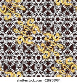 Floral classic texture. Vector. Gold template. Design vintage for card, wallpaper, wrapping, textile. Royal retro background. Pattern golden elements.