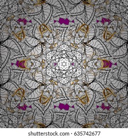 Floral classic texture. Vector illustration. Royal retro background. Gold template. Design vintage for card, wallpaper, wrapping, textile. Seamless pattern golden elements.