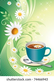 Floral collection with a cup of tea