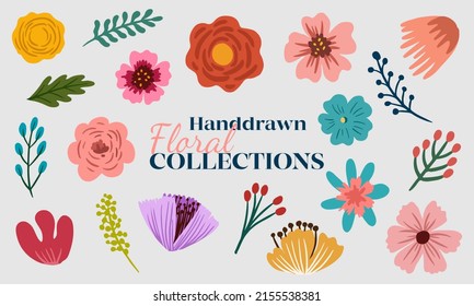 Vectores de la colección de flores dibujados a mano EPS 10