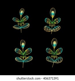  Floral collection with leaves and branches