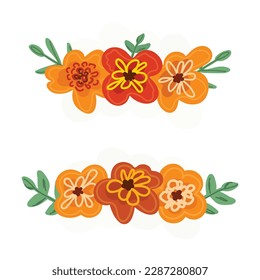 Floral collection with leaves, flower bouquets. Vector flowers on a white background. Spring art print with botanical elements.