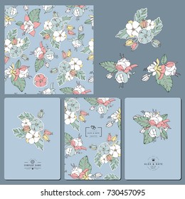Floral collection. Seamless pattern. Invitations. Bouquets.