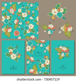 Floral collection. Seamless pattern. Invitations. Bouquets.