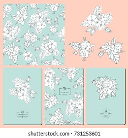 Floral collection. Seamless pattern. Invitations. Bouquets.
