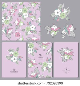 Floral collection. Seamless pattern. Invitations. Bouquets.
