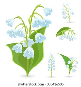 floral collection of small spring flowers. Lilies Of The Valley for your design