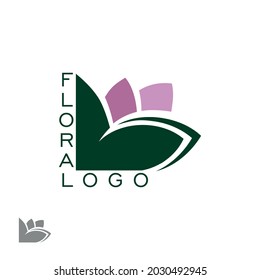 Floral color logo with gradient. A concept for a flower salon, spa, relaxation, cosmetology, yoga, treatment, recovery, massage, oriental medicine. Vector illustration