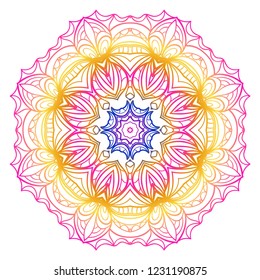 Floral color mandala. Arabic, Indian, motifs. Vector illustration