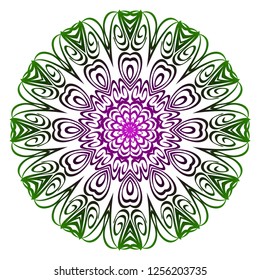 Floral color mandala. Arabic, Indian, motifs. Vector illustration.