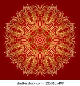 Floral color mandala. Arabic, Indian, motifs. Vector illustration