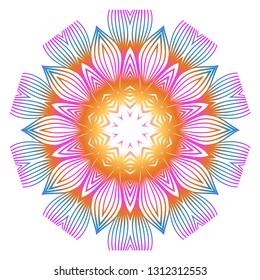 Floral Color Mandala. Arabic, Indian, Motifs. Vector Illustration. Rainbow color.