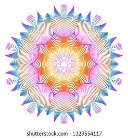 Floral Color Mandala. Arabic, Indian, Motifs. Vector Illustration. Rainbow color.
