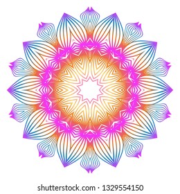 Floral Color Mandala. Arabic, Indian, Motifs. Vector Illustration. Rainbow color.