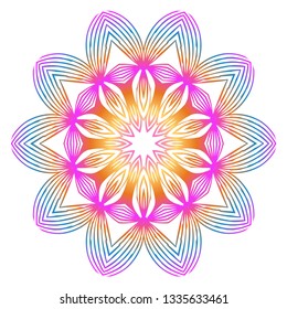 Floral Color Mandala. Arabic, Indian, Motifs. Vector Illustration. Rainbow color.