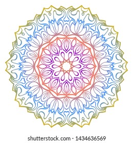 Floral Color Mandala. Arabic, Indian, Motifs. Vector Illustration.