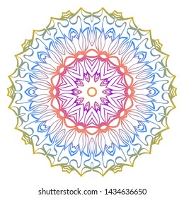 Floral Color Mandala. Arabic, Indian, Motifs. Vector Illustration.