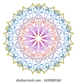 Floral Color Mandala. Arabic, Indian, Motifs. Vector Illustration.