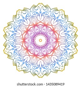 Floral Color Mandala. Arabic, Indian, Motifs. Vector Illustration.