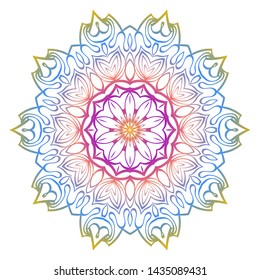 Floral Color Mandala. Arabic, Indian, Motifs. Vector Illustration.