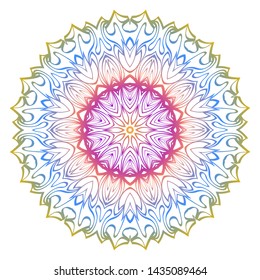 Floral Color Mandala. Arabic, Indian, Motifs. Vector Illustration.