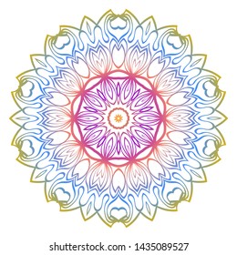Floral Color Mandala. Arabic, Indian, Motifs. Vector Illustration.