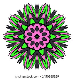 Floral Color Mandala. Arabic, Indian, Motifs. Vector Illustration. 