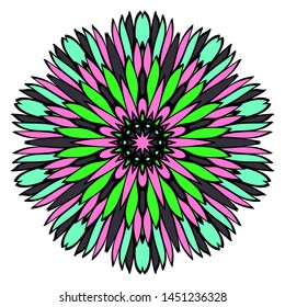 Floral Color Mandala. Arabic, Indian, Motifs. Vector Illustration. 