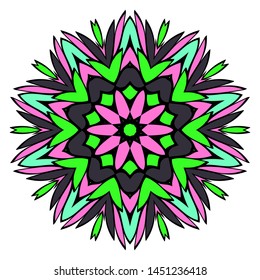 Floral Color Mandala. Arabic, Indian, Motifs. Vector Illustration. 