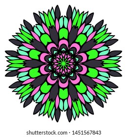 Floral Color Mandala. Arabic, Indian, Motifs. Vector Illustration. 