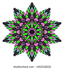 Floral Color Mandala. Arabic, Indian, Motifs. Vector Illustration. 