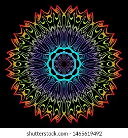 Floral Color Mandala. Arabic, Indian, Motifs. Vector Illustration.