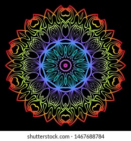 Floral Color Mandala. Arabic, Indian, Motifs. Vector Illustration.