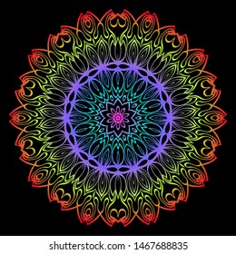 Floral Color Mandala. Arabic, Indian, Motifs. Vector Illustration.