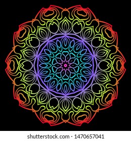 Floral Color Mandala. Arabic, Indian, Motifs. Vector Illustration.