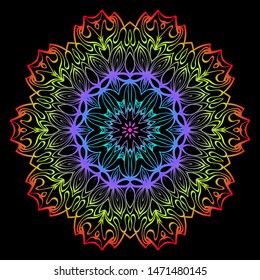 Floral Color Mandala. Arabic, Indian, Motifs. Vector Illustration.