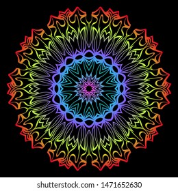 Floral Color Mandala. Arabic, Indian, Motifs. Vector Illustration.