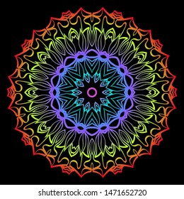 Floral Color Mandala. Arabic, Indian, Motifs. Vector Illustration.