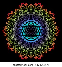 Floral Color Mandala. Arabic, Indian, Motifs. Vector Illustration.