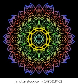 Floral Color Mandala. Arabic, Indian, Motifs. Vector Illustration.