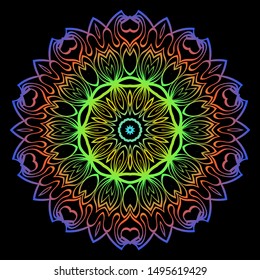 Floral Color Mandala. Arabic, Indian, Motifs. Vector Illustration.
