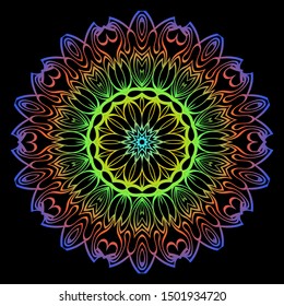 Floral Color Mandala. Arabic, Indian, Motifs. Vector Illustration.